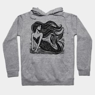 Linocut Mermaid Hoodie